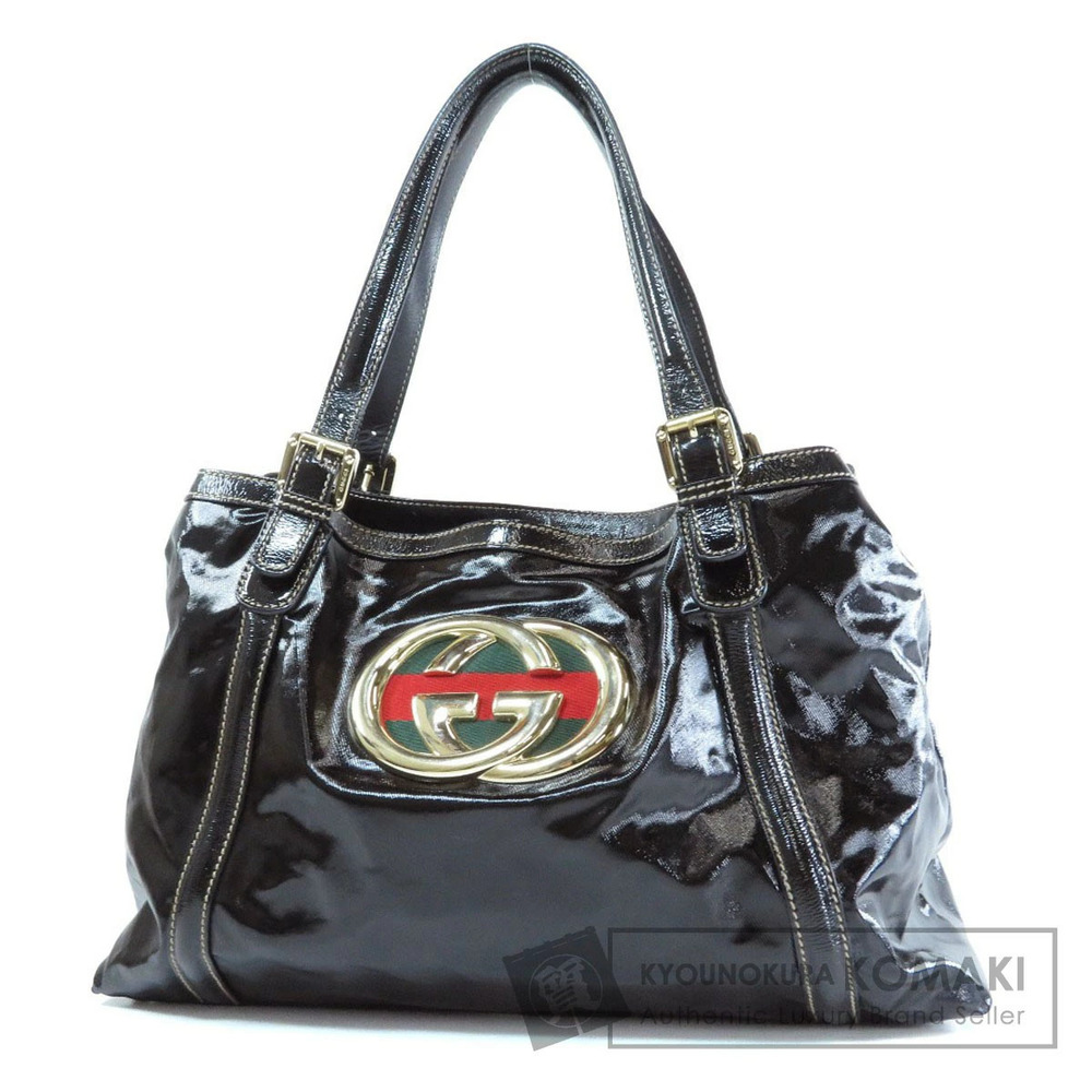 Gucci Dialux Britt Tote Shoulder Bag Black